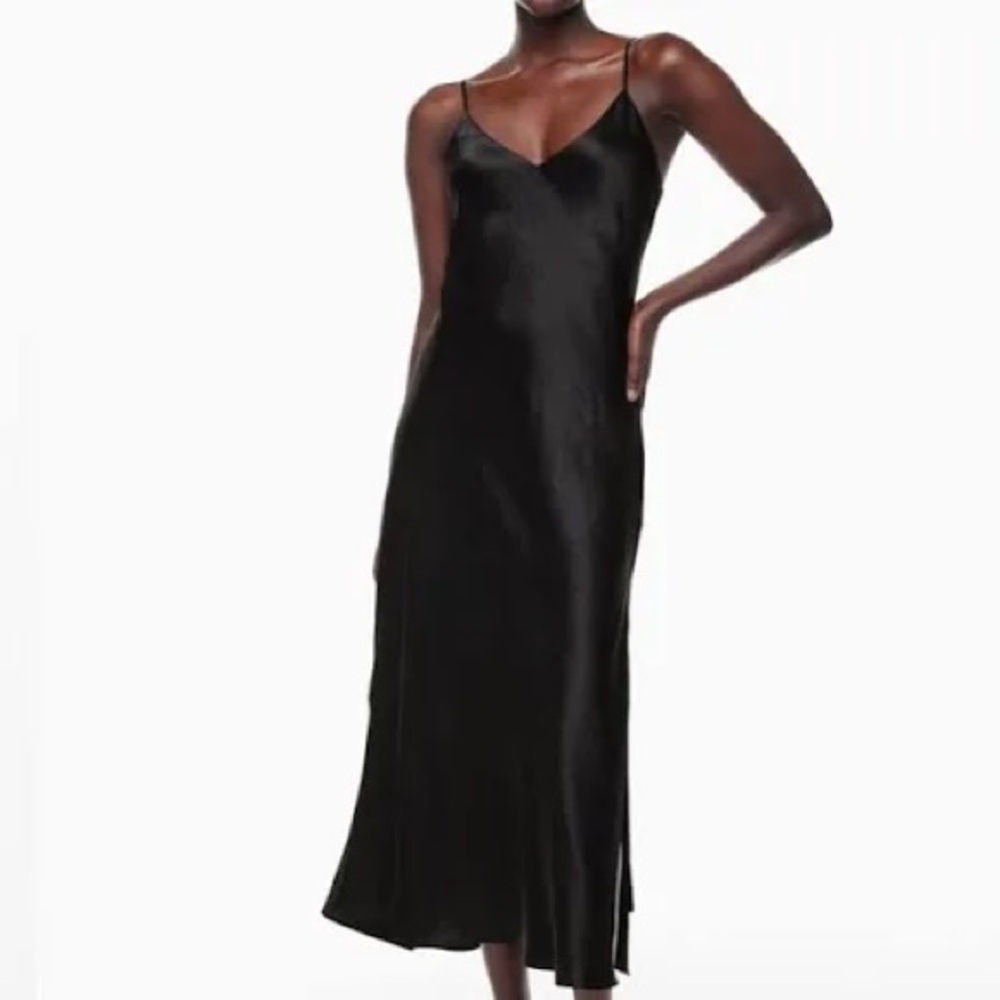 Aritzia Babaton Model Midi Black Slip Dress